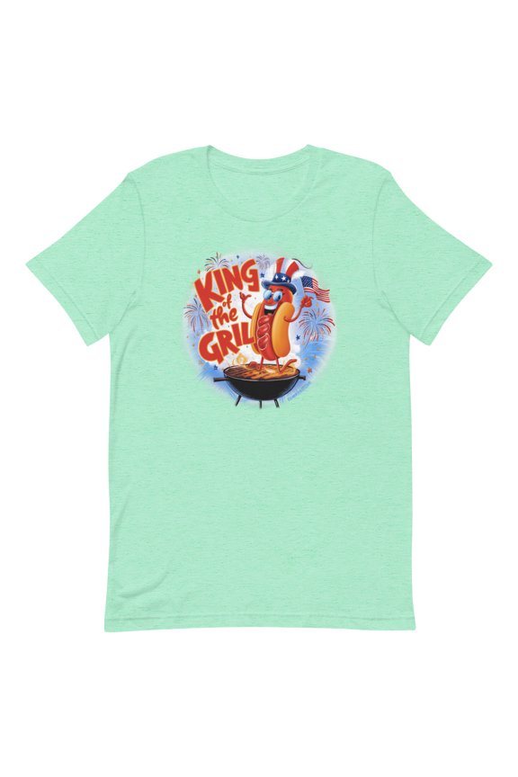 Patriotic Hot-Dogs King of the Grill Shirt (Heather Mint, L)