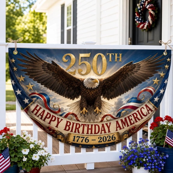 Patriotic House Flag Patriotic Eagle Art Style Gift for History Buff Home Backyard Decor 250 Years Happy Birthday America 1776 2026 Ceremony