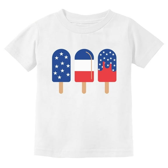 Patriotic Ice Cream Flag Design - 4th of July Celebratory T-Shirt for Toddlers & Kids - Perfect Gift - All-Weather Comfort - USA-Made - Quality Print - Great for National Holidays - 2T White