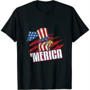 Patriotic Independence Day 4th July American Merica Eagle Womens T-Shirt Black