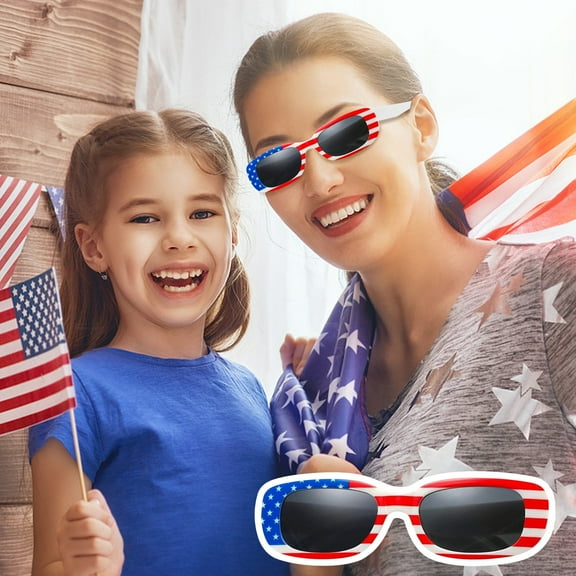 Patriotic Independence Day American Flag Sunglasses, Red White and Blue UV Protection Eyewear for July 4th Parades, Memorial Day, and USA Theme Party Favors B