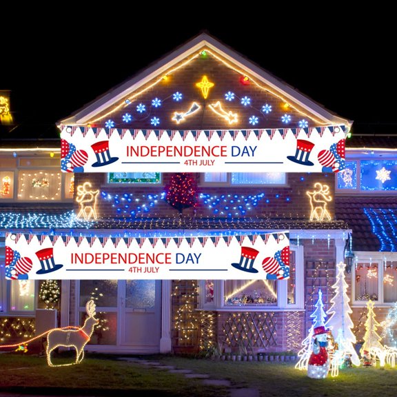 Patriotic Independence Day Banner Background Memorial Day 4th of July Decorations Exquisite Hanging Flags Set for Outdoor Yard Party Porch Wall Home Celebration National Holiday Display