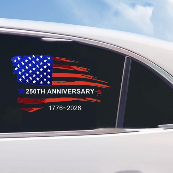 Patriotic Independence Day Car Sticker, USA 250th Anniversary Distressed Flag Vinyl Decal for Trucks, Motorcycles & Windows, 12 Inch