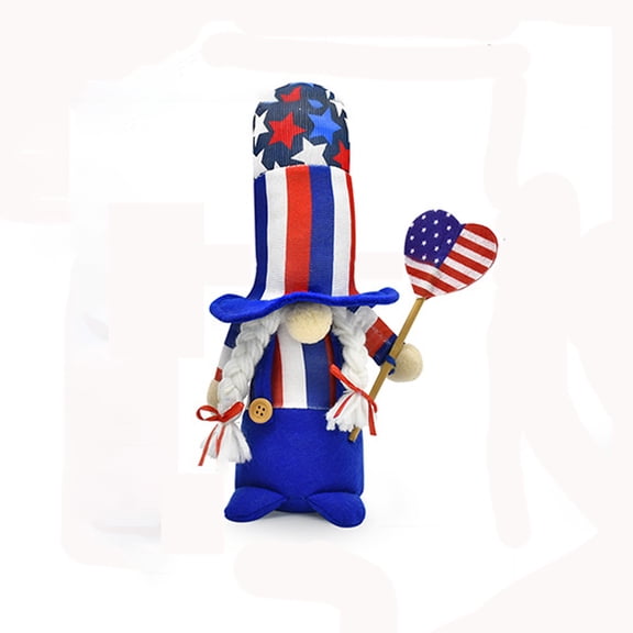 Patriotic Independence Day Faceless Doll Gnome with Striped Hat, Rudolph Gnome Figurine for Patriotic Party Decorations, Holiday Home Desk Ornaments, Festive Table Centerpieces