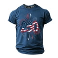 thumbnail image 1 of Patriotic Independence Day Graphic Short Sleeve Crew Neck T Shirt Freedom Print Casual Comfort Tee for Men Blue L, 1 of 4