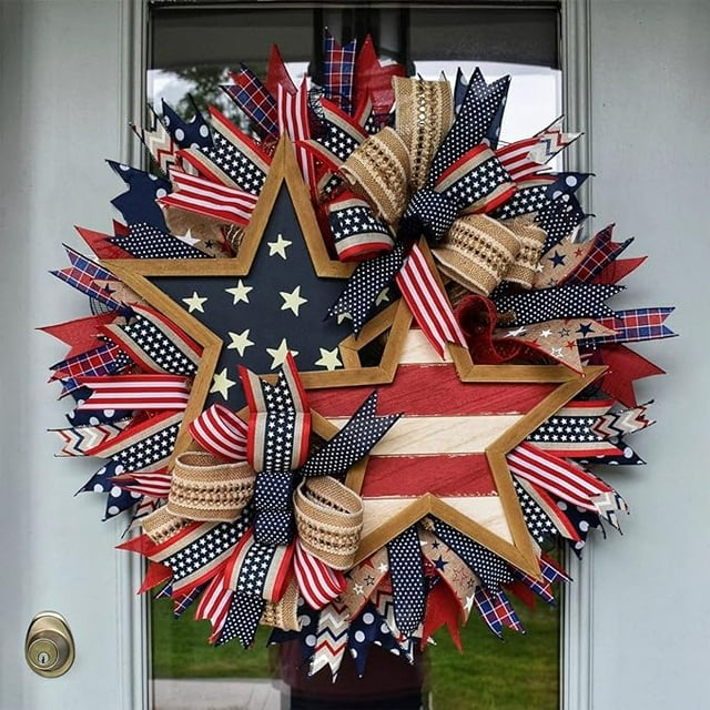 Patriotic Independence Day Wreath, 4th of July Wreaths for Front Door ...