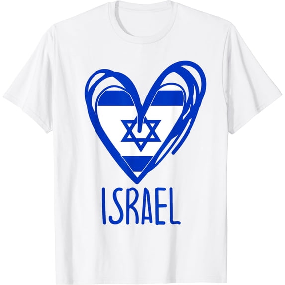 Patriotic Israel Pride Israeli Heart Flag T-Shirt