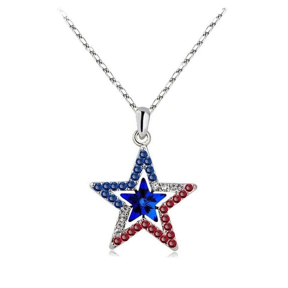 Patriotic Jewelry for Women - Red White Blue Necklace - Patriotic Favor (Blue Stones Necklace)