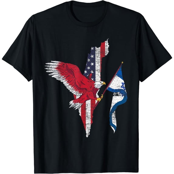 Patriotic Jewish America USA Flag Israel T-Shirt