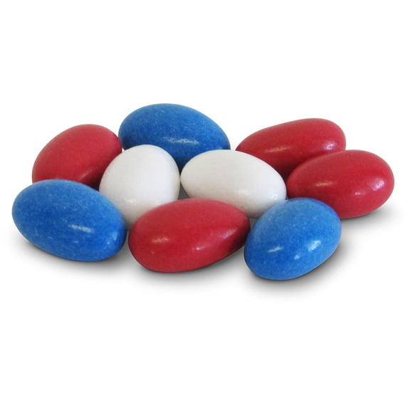 Patriotic Jordan Almonds Medley by Its Delish, 12 Oz Bag Red White and Blue Candied Almonds Fourth of July Party Decorations US Flag Colors - Bulk Vegan & Kosher Candy Made in USA