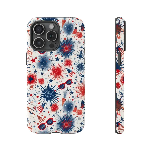 Patriotic July 4th USA Flag Star Pattern Protective Case for iPhone 11 12 13 14 15 16 17 Pro Max