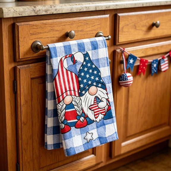 Patriotic Kitchen Towels Independence Day Dishcloths Cotton Cleaning Towels for Kitchen Absorbent Dish Towels with Holiday Themed Print 23.62x15.75 in for Countertop Wiping Drying