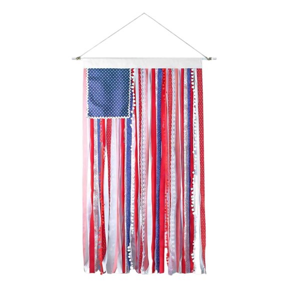 Patriotic LED String Banner with Warm Yellow Lights for Independence Day Outdoor Celebration Red