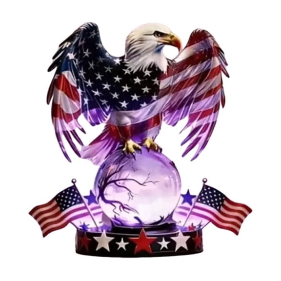 Patriotic LED Table Lamp - Illuminated Eagle Decor with Glowing Crystal Base, Perfect for Living Room, Office & Memorial Spaces, Symbol of American Courage & Resilience Red