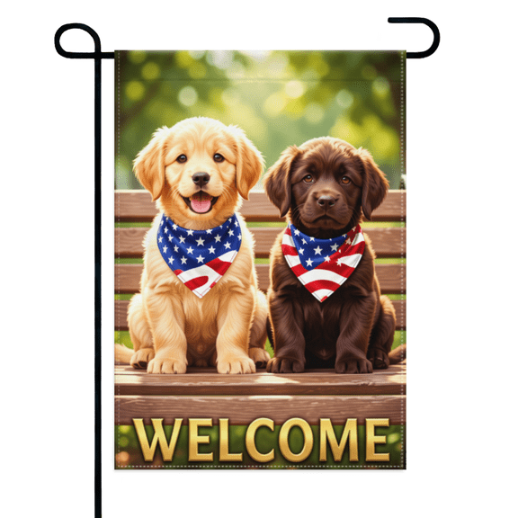 Patriotic Labradoodle Garden Flag 12×18in Double Sided, Military K9 Pet Design, Outdoor Yard, Decor for Memorial Day and National Holiday