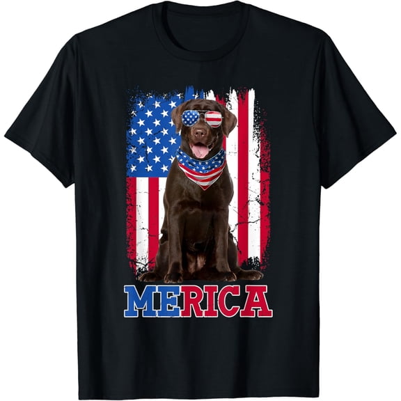 Patriotic Labrador 4Th Of July Usa Patriotic Chocolate Lab T-Shirt