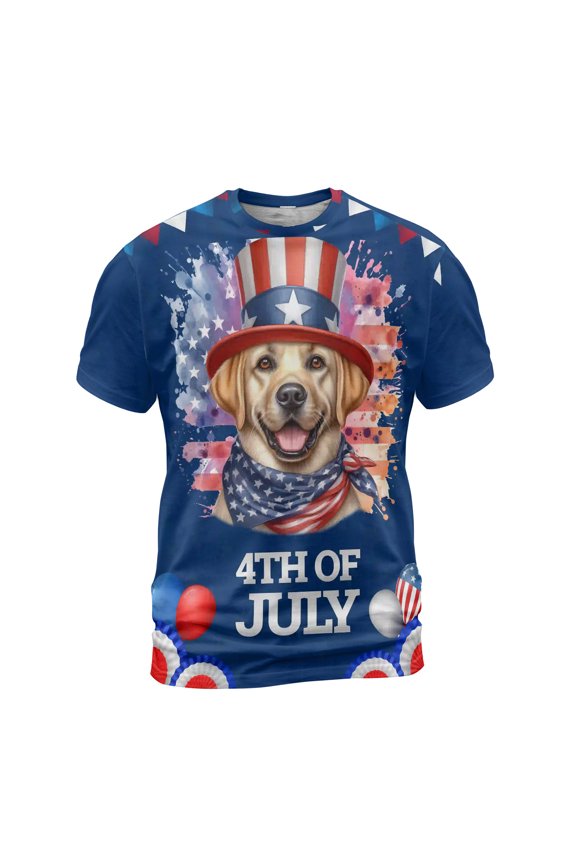 Patriotic Labrador Retriever Celebrates 4th of July All Over Print 3D Shirt Unisex Merch Lab Dog Lover Gifts - 02009