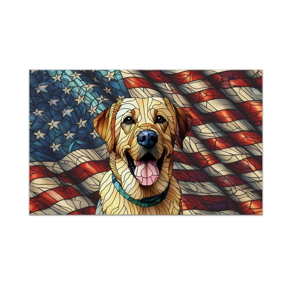 Patriotic Labrador Retriever Stained Glass Portrait American Flag Doormat Lab Dog Lover Gifts Indoor Outdoor Welcome Mat - 01010
