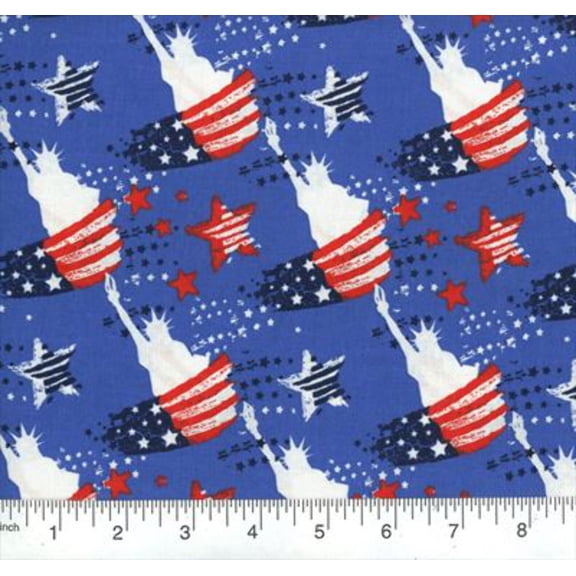 Patriotic Lady Liberty Cotton Fabric