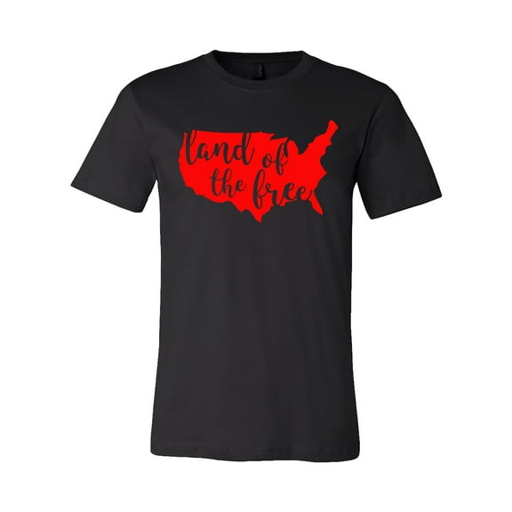 Patriotic Land of The Free Adult Short Sleeve Jersey T-Shirt-Black-XXL