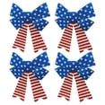 thumbnail image 1 of Patriotic Large Bows 4Pk, Glitter Stars & Stripes Red White Blue Ribbon 4th of July Wreath Door Decor, 1 of 7