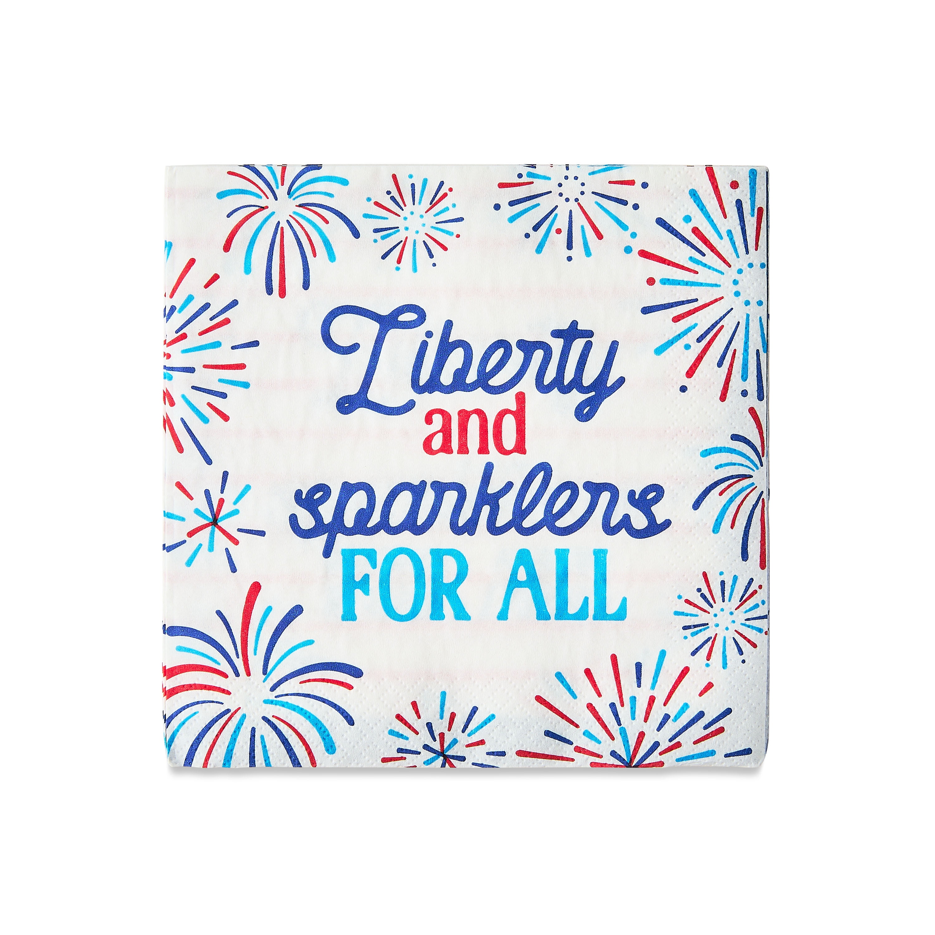 Patriotic Fireworks Disposable Paper Napkins, 6.5", Red/Blue, 16 Count, by Way To Celebrate