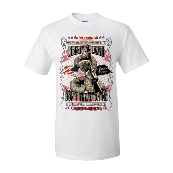 Patriotic Liberty or Death Don't Tread On Me Short Sleeve T-shirt-White-xxxl