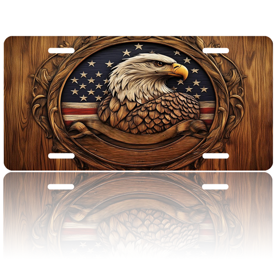 Patriotic License Plate American Eagle Aluminum Metal Car Tag National US 250 Years, Novelty Decorative License Plates, Thick Durable Automotive Front Plate for Car, Truck, SUV, 6 X 12 Inch