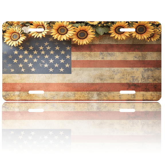 Patriotic License Plate American Flag Aluminum Metal Car Tag National US 250 Years, Novelty Decorative License Plates, Thick Durable Automotive Front Plate for Car, Truck, SUV, 6 X 12 Inch