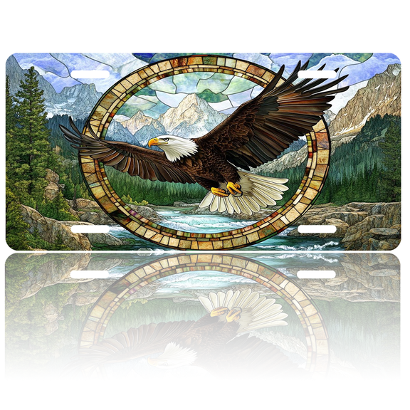 Patriotic License Plate Bald Eagle Aluminum Metal Car Tag National US 250 Years, Novelty Decorative License Plates, Thick Durable Automotive Front Plate for Car, Truck, SUV, 6 X 12 Inch