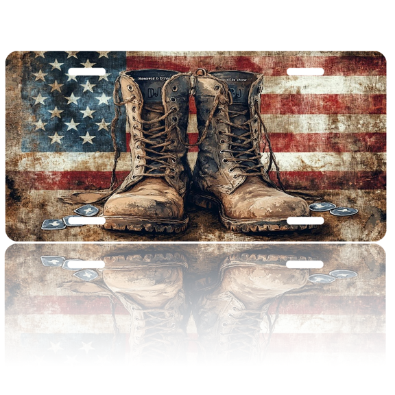 Patriotic License Plate Dirty Military Aluminum Metal Car Tag National US 250 Years, Novelty Decorative License Plates, Thick Durable Automotive Front Plate for Car, Truck, SUV, 6 X 12 Inch