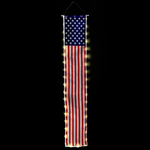 Patriotic Light-Up Flag Banner Set, Fourth of July, Home Decor, 2 Pieces
