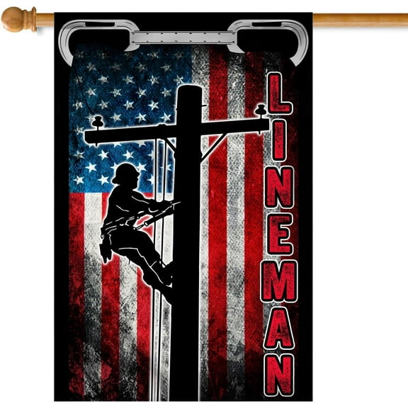 Patriotic Lineman Flag American US (28" x 40") USA House Flag Premium Decorative Yard Outdoor Flags
