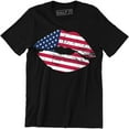 thumbnail image 1 of Patriotic Lips Men's Sexy Kiss Stars and Stripes 4th of July T-Shirt, 1 of 4