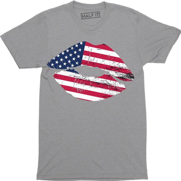 Patriotic Lips Men's Sexy Kiss Stars and Stripes 4th of July T-Shirt