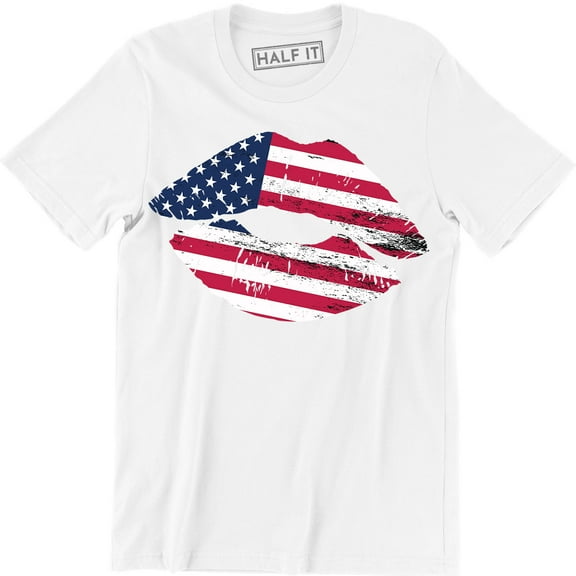 Patriotic Lips Men's Sexy Kiss Stars and Stripes 4th of July T-Shirt