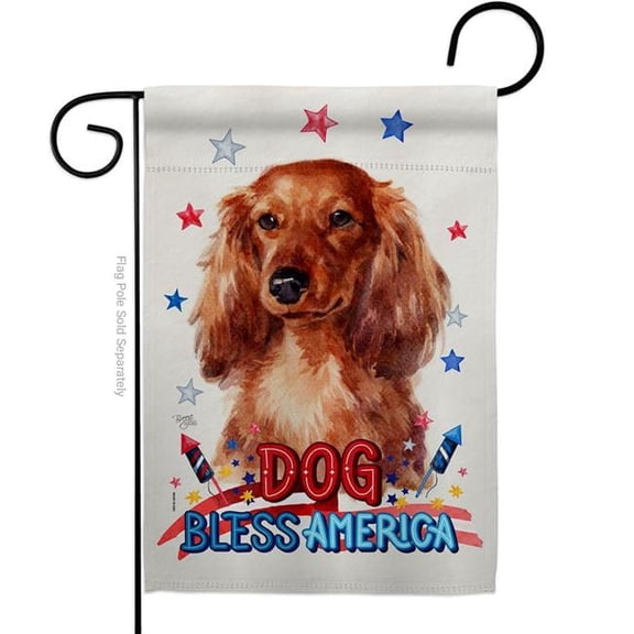 Patriotic Long Hair Dachshund Animals Dog 13 x 18.5 in. Double-Sided Decorative Vertical Garden Flags for House Decoration Banner Yard Gift