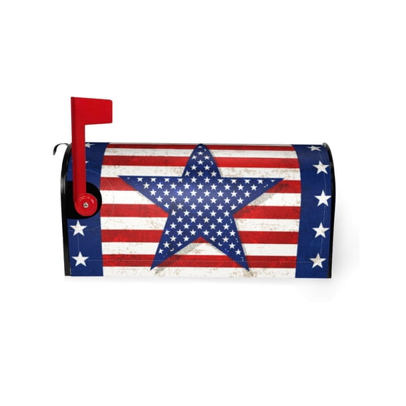 Patriotic Mailbox Cover, 4th of July Decoration Magnetic Mail Box Wrap Independence Day American Flag Memorial Letter Post Box Cover for Outside Garden Yard Decoration, 8.26x7.08 inch