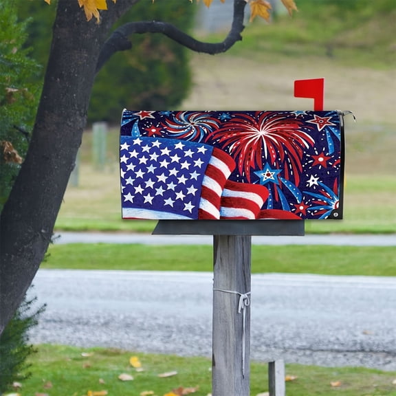 Patriotic Mailbox Cover, Magnetic American Flag Design, Independence Day Decor, Outdoor Use, 20x18 Inches