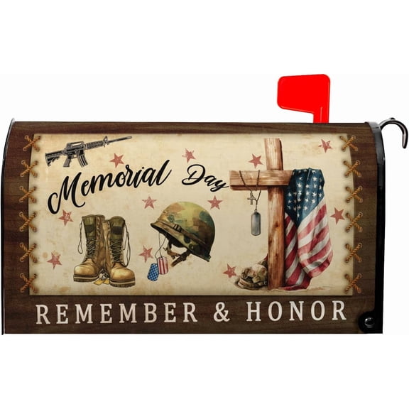 Patriotic Mailbox Cover Magnetic Standard Size Memorial Day Mailbox Covers 21x18 Inch 4th of July Mail Box Wrap Cross Post Letter Box Wraps for Garden Yard Home Decor
