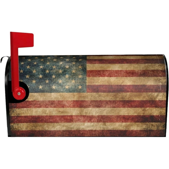 Patriotic Mailbox Covers Magnetic Standard Size 18" X 21" Vintage Grunge American USA Flag Mailbox Cover Decorations Wrap