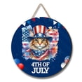 thumbnail image 1 of Patriotic Maine Coon Celebrates 4th of July Round Wood Sign Cat Lover Kitten Owner Gifts Hanging Wall Home Decor - 02009, 1 of 5