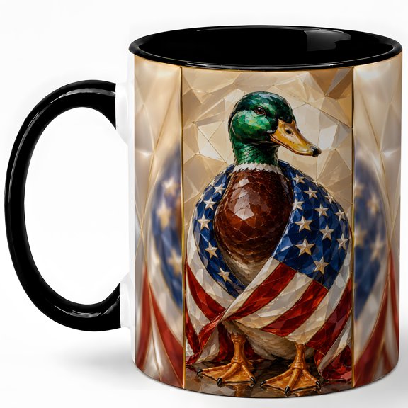 Patriotic Mallard Coffee Mug, Duck Bird Mug, Ceramic 11 oz