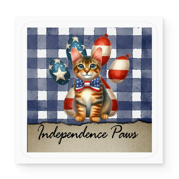 Patriotic Manx 4th of July Independence Paws Vinyl Sticker Cat Lover Kitten Owner Gifts Waterproof Decal Art Decor - 02010