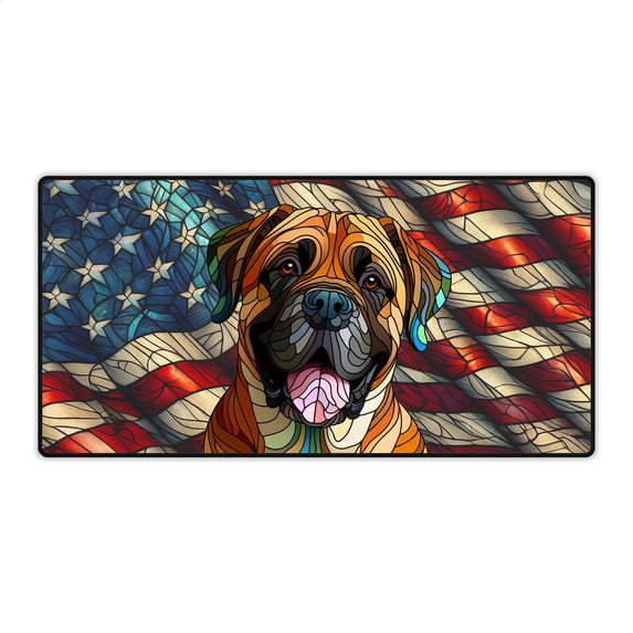 Patriotic Mastiff Stained Glass Portrait American Flag Desk Mat Full Keyboard Mouse Pad Mastiffs Dog Lover Gifts Idea Large Mousepad - 01010