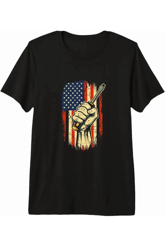 Patriotic Mechanic American Flag Labor Day Pride Premium Tri-Blend T-Shirt