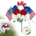 thumbnail image 1 of Patriotic Memorial Bouquet Red White And Rose Daisy Artificial Flowers Thank You Veterans Themed Centerpiece Flowers With American Flag For Home Table Cemetery, 1 of 9