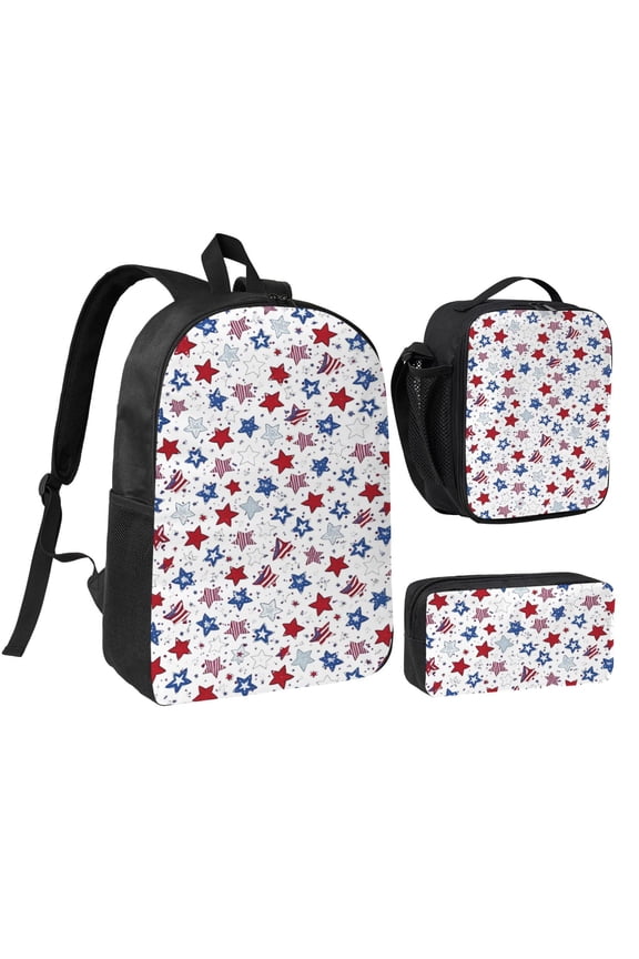 Patriotic Memorial Day Backpack Set 3pc ,Backpack with Lunch Bag and Bag 17 Inch