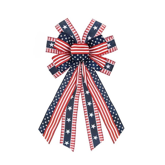 Patriotic Memorial Day Bow Wreath 4th of July American Flag Bow