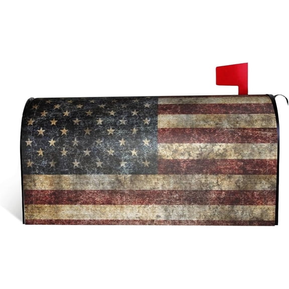 Patriotic Memorial Day Retro American Flag Mailbox Covers Magnetic Mailbox Cover Wraps Post Letter Box Cover Garden Home Decor Autumn Decorative Standard Size 18" X 21"